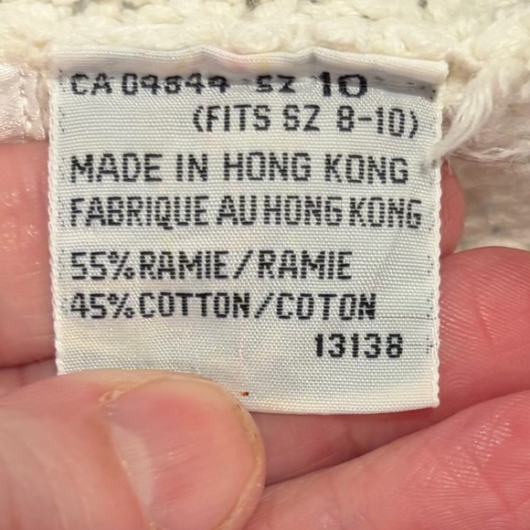 Vintage V.I. Petites Floral Ramie Cotton Cardigan Hong Kong Cottagecore Sz 8-10 - Picture 8 of 11